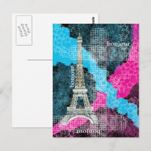 Paris Bonjour Postkarte (Vorne/Hinten)