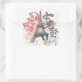 Paris Bonjour Quadratischer Aufkleber (Tasche)