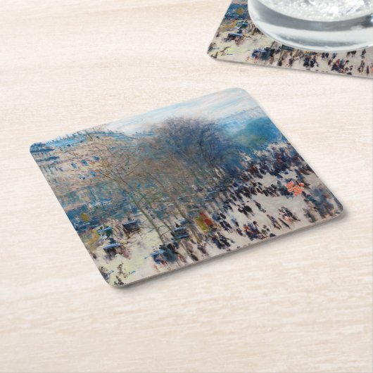 Paris Boulevard, Claude Monet Rechteckiger Pappuntersetzer (angewinkelt)