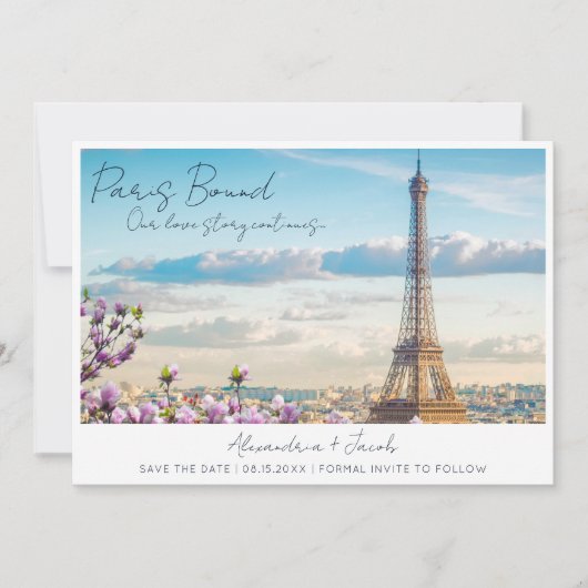 Paris-Bound-Frankreich-Hochzeit in Urlaubsort Save The Date (Vorderseite)