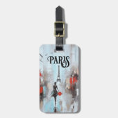 Paris Bound Woman in Schwarz Gepäckanhänger (Vorderseite vertikal)