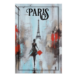 Paris Bound Woman in Schwarz Poster
