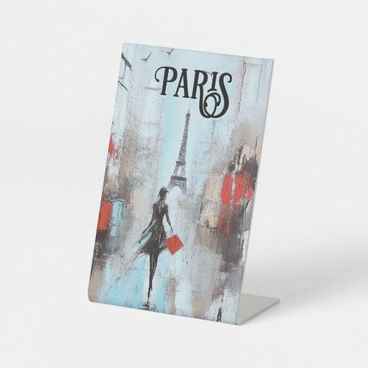 Paris Bound Woman in Schwarz Sockelschild (Vorderseite)