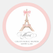 Paris Bow Eiffel Tower Merci Dank BRAUTPARTY Runder Aufkleber (Vorderseite)