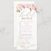 Paris Brautparty, französisches Brunch-Menü Menükarte (Vorne/Hinten)