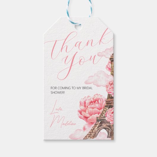 Paris Brautparty Vielen Dank Geschenkanhänger (Vorderseite)