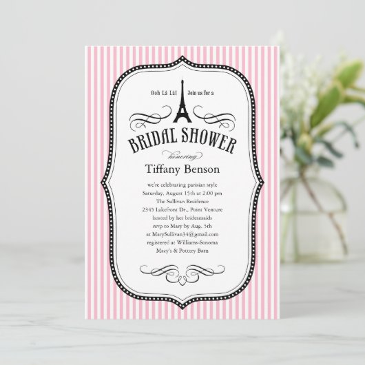 Paris Bridal Dusche Einladungen (Stehend Vorderseite)