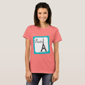 Paris Briefmarke Blue T-Shirt (Vorne ganz)