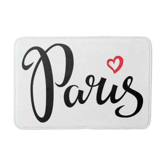 Paris-Bürsten-Beschriftung mit Herzen Badematte (Vorderseite)