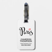 Paris-Bürsten-Beschriftung mit Herzen Gepäckanhänger (Rückseite vertikal)