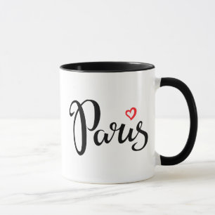 Paris-Bürsten-Beschriftung mit Herzen Tasse