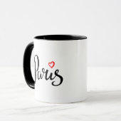 Paris-Bürsten-Beschriftung mit Herzen Tasse (Vorderseite Links)