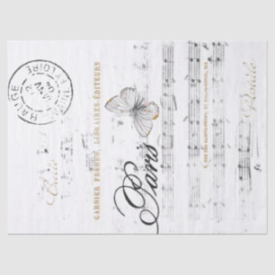 Paris Butterfly Music Gold Postmark Französisch Vi Seidenpapier