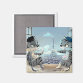 Paris by Day Square Magnet (Vorderseite/Rückseite)