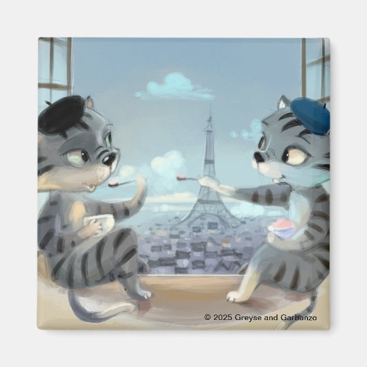 Paris by Day Square Magnet (Vorne)