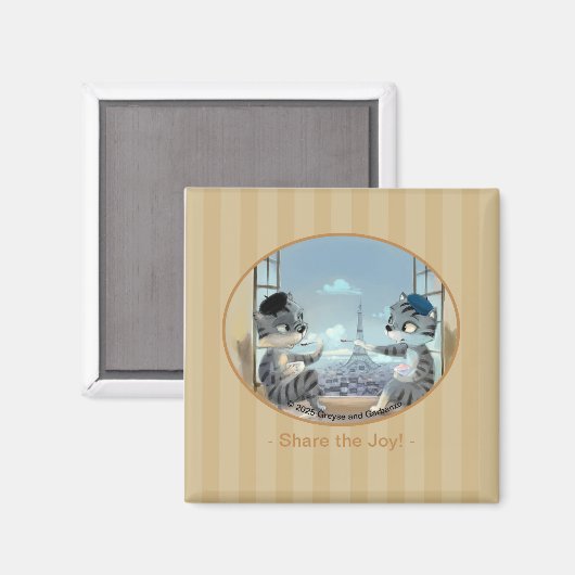 Paris by Day Square Magnet 2 inch - Joy (Vorderseite/Rückseite)