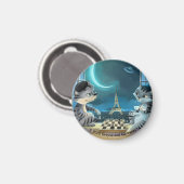 Paris by Night Circle Magnet (verschiedene Größen) (Vorderseite/Rückseite)