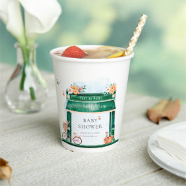 Paris Cafe Boulangerie Watercolor Baby Shower Pappbecher