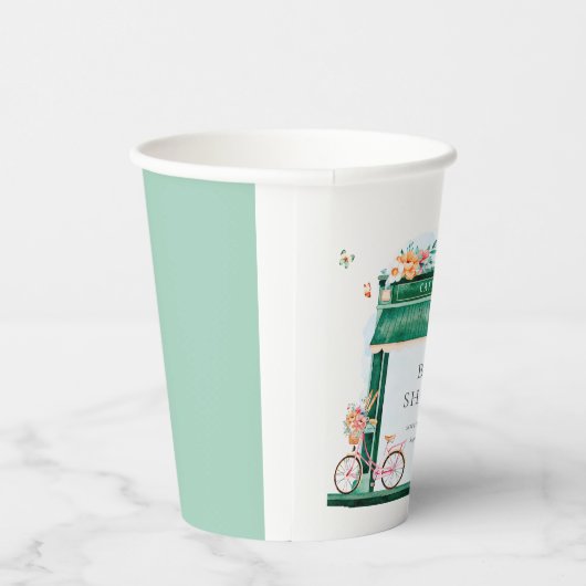 Paris Cafe Boulangerie Watercolor Baby Shower Pappbecher (Rechts)