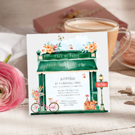 Paris Café Boulangerie Watercolor Birsthday Party Einladung