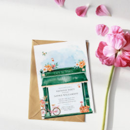 Paris Café Boulangerie Watercolor Geburtstagsparty Einladung