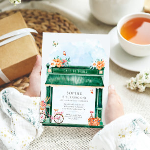 Paris Café Boulangerie Watercolor Geburtstagsparty Einladung