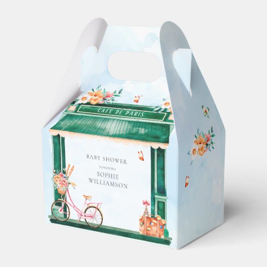 Paris Café Boulangerie Watercolor Gefälligkeitsbox Geschenkschachtel (Rückseite)