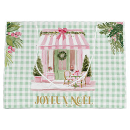 Paris Café & Green Gingham Joyeux Noël Große Geschenktüte