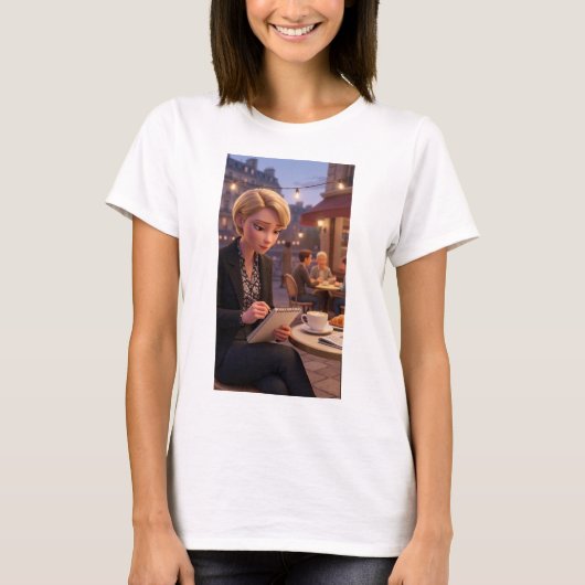 Paris Café Journal Mädchen T-Shirt (Vorderseite)