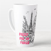 Paris Café–Meet Me in Paris in Pink & Eiffel Tower Milchtasse (Linke Ecke)