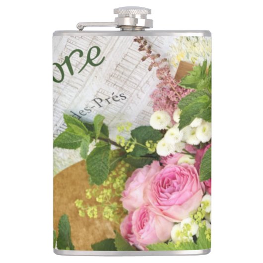 Paris Café Rose Flask Flachmann (Vorderseite)