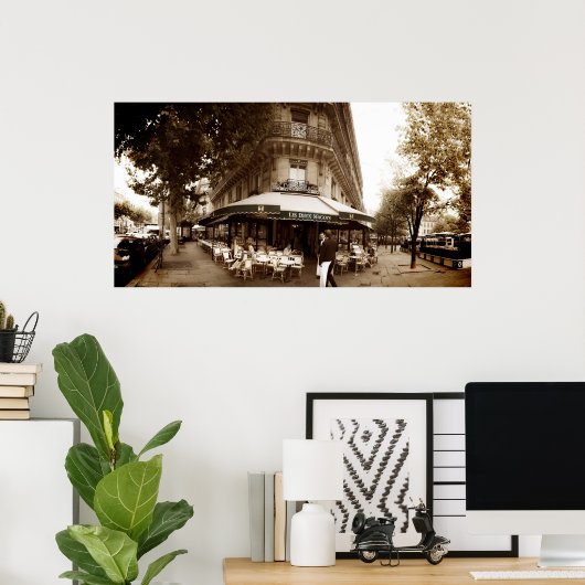 Paris Cafe Scene (I) - Panorama Poster (Heimbüro)