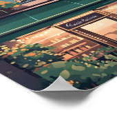 Paris Café Scene Poster - Charming Flat Vector (Ecke)