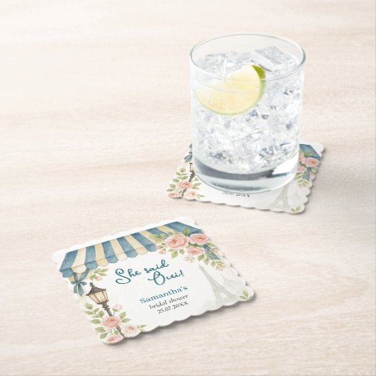 Paris Cafe She Said Oui Brautparty Untersetzer (Vor Ort)