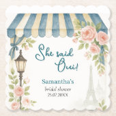 Paris Cafe She Said Oui Brautparty Untersetzer (Vorderseite)