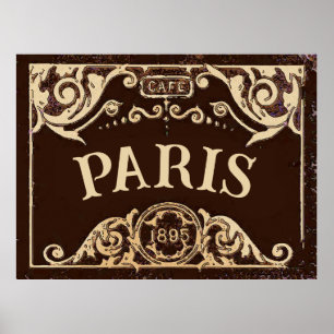 PARIS Café Sign Vintag Poster