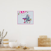Paris Café Silver Poodle Poster Print (Küche)