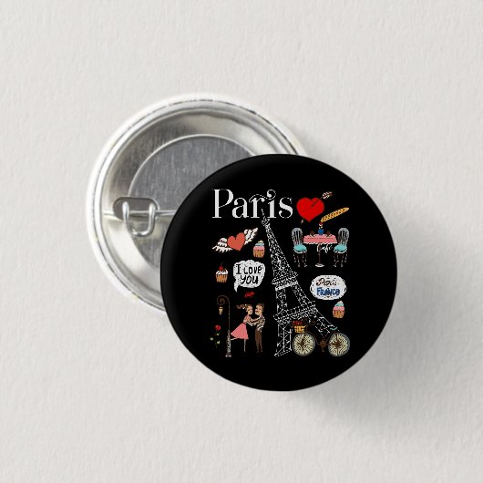 Paris Café Souvernir Fantasy Country Eiffel Tower Button (Vorne & Hinten)