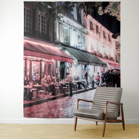 Paris Café Street Scene | Wandgemälde Wandteppich (Beispiel)
