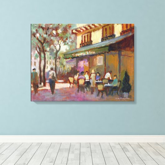 Paris Café Stretched Canvas Print Leinwanddruck (Insitu (Holzboden))