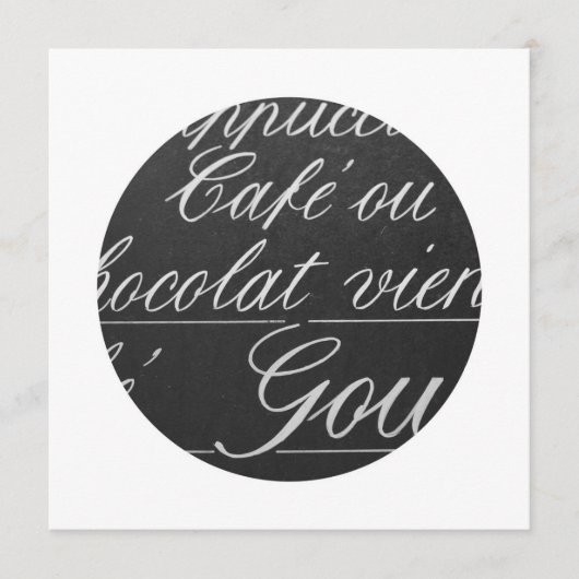 Paris-Café-Tafel-Menü-Zeichen Menükarte (Vorderseite)