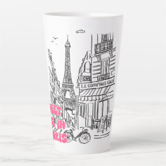 Paris Café–Treffen Sie mich in Paris in Rosa & Eif Milchtasse