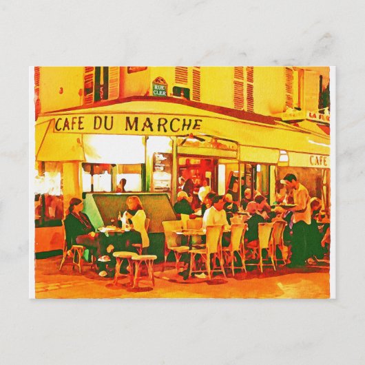 Paris Café Wasserfarbe Postkarte (Vorderseite)