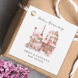 Paris Café Watercolor Script Baby Shower Merci Geschenkanhänger