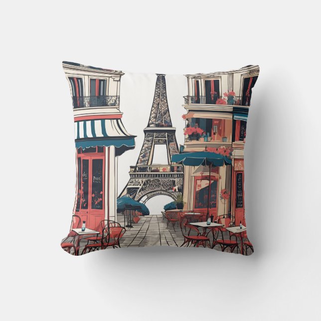 Paris Cafés mit Ausblick - Sip & Savor von der Eif Kissen (Vorderseite)