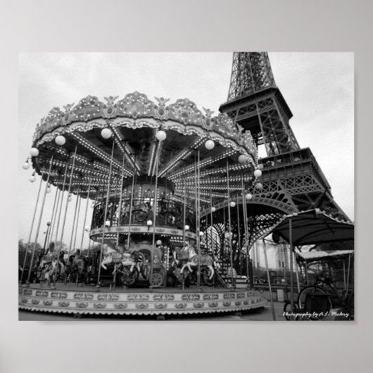 Paris Carousel B&W Poster (Vorne)