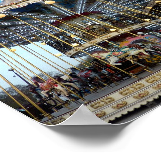 Paris Carousel (& Eiffel Tower) Poster (Ecke)