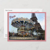 Paris Carousel (& Eiffelturm) mit Text Postkarte (Vorne/Hinten)