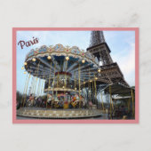 Paris Carousel (& Eiffelturm) mit Text Postkarte (Vorderseite)