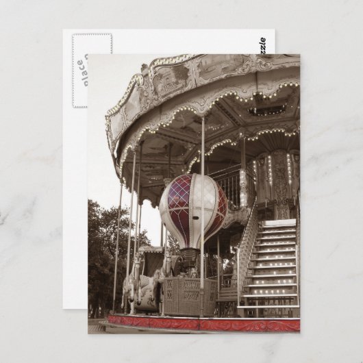 Paris Carousel Postkarte (Vorne/Hinten)